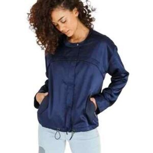 Guess Navy Blue Satin Bomber Jacket, L